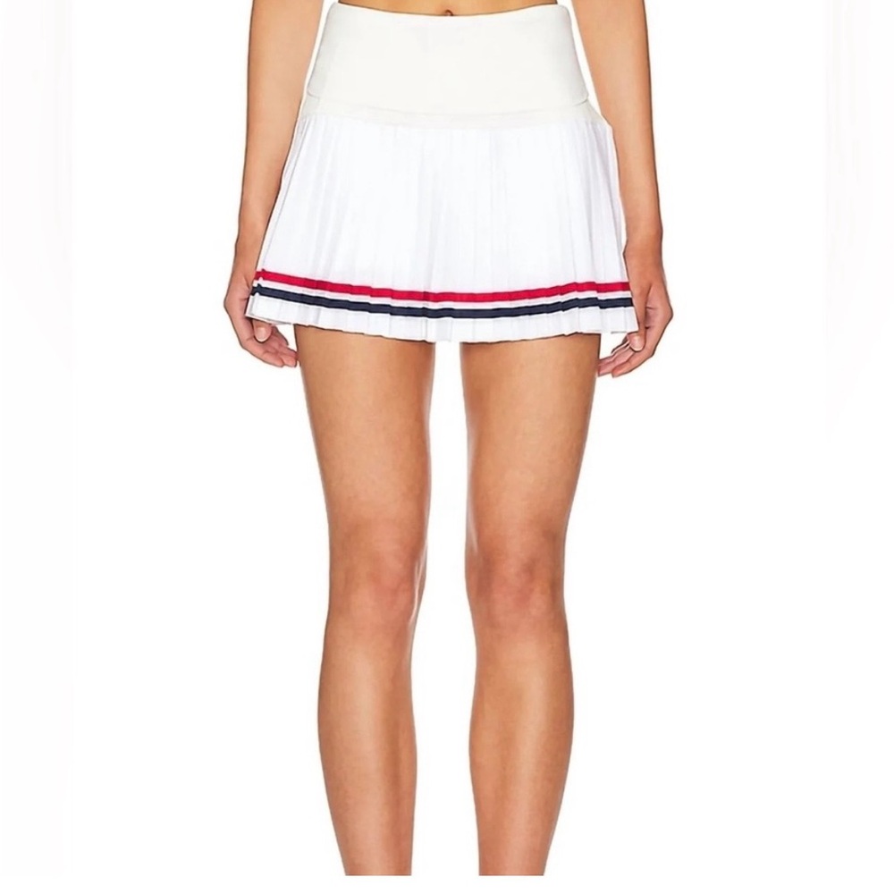 Beach Riot Gloria Pleated Tennis Skirt with Red and Blue Stripes